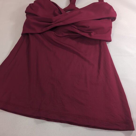 Lululemon Wrap it Up Tank Top Shirt Red V-Neck Wrap Cross Front Cranberry 12 - Picture 5 of 15